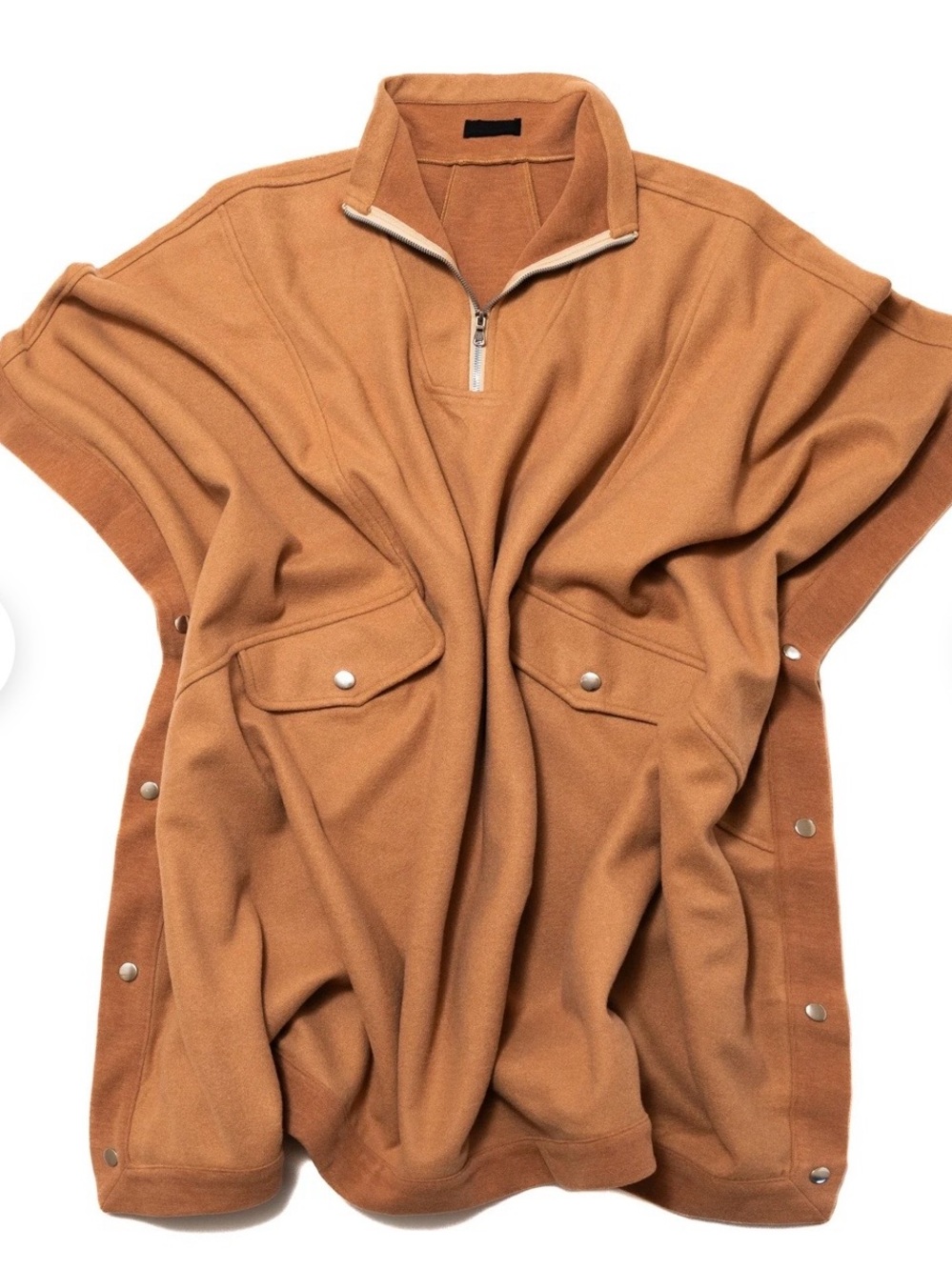Women's Camel Snap-Front Quarter-Zip Cape